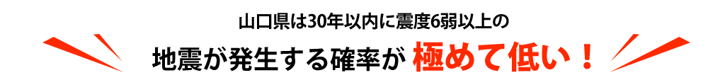 山口県は30年以内に震度6弱以上の地震が発生する確率が 極めて低い！