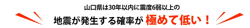 山口県は30年以内に震度6弱以上の地震が発生する確率が 極めて低い！